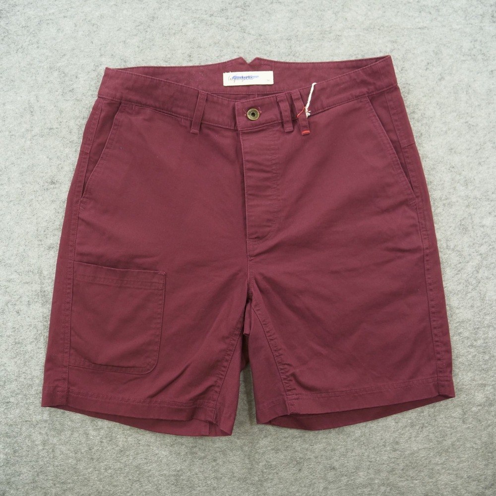 Imperefects Shorts Mens 34 Red Burgindy Flat Front  Chinos Courier Twill New